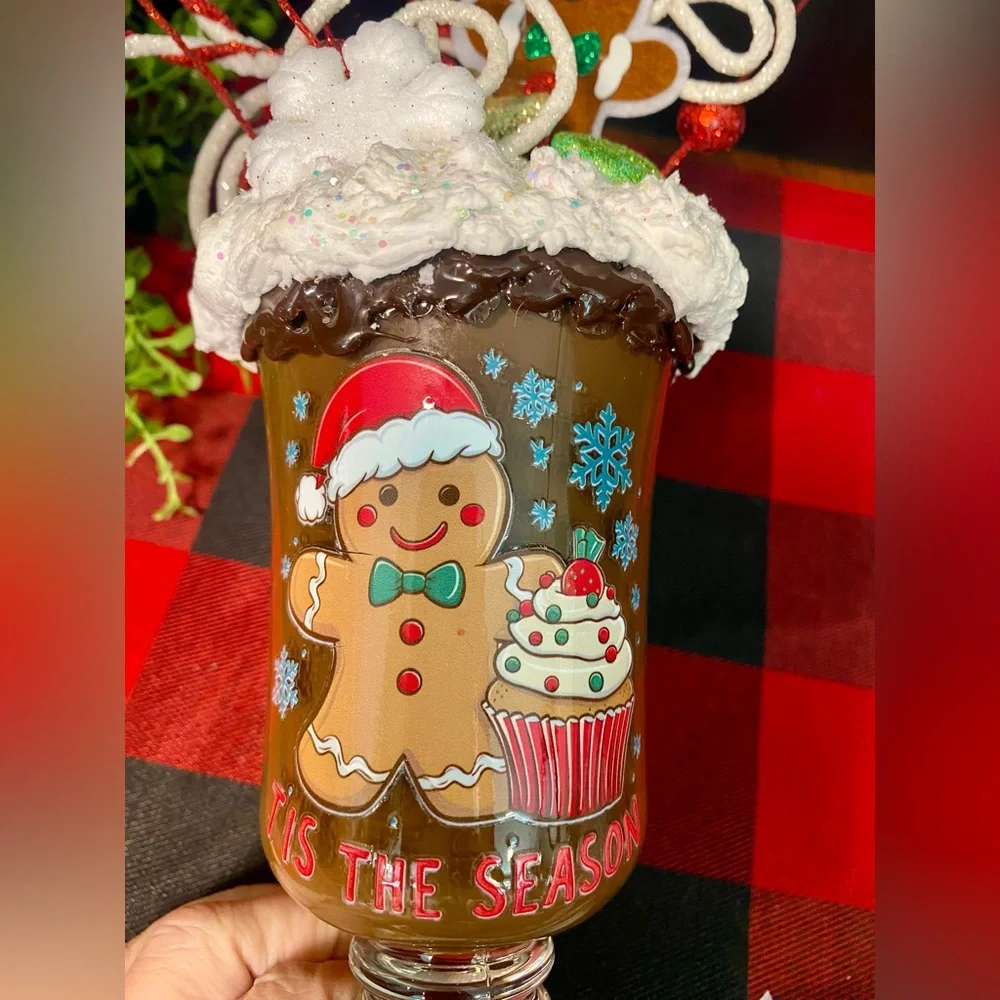 Hand Crafted Faux‎ Whipped Topping Festive Gingerbread Mug